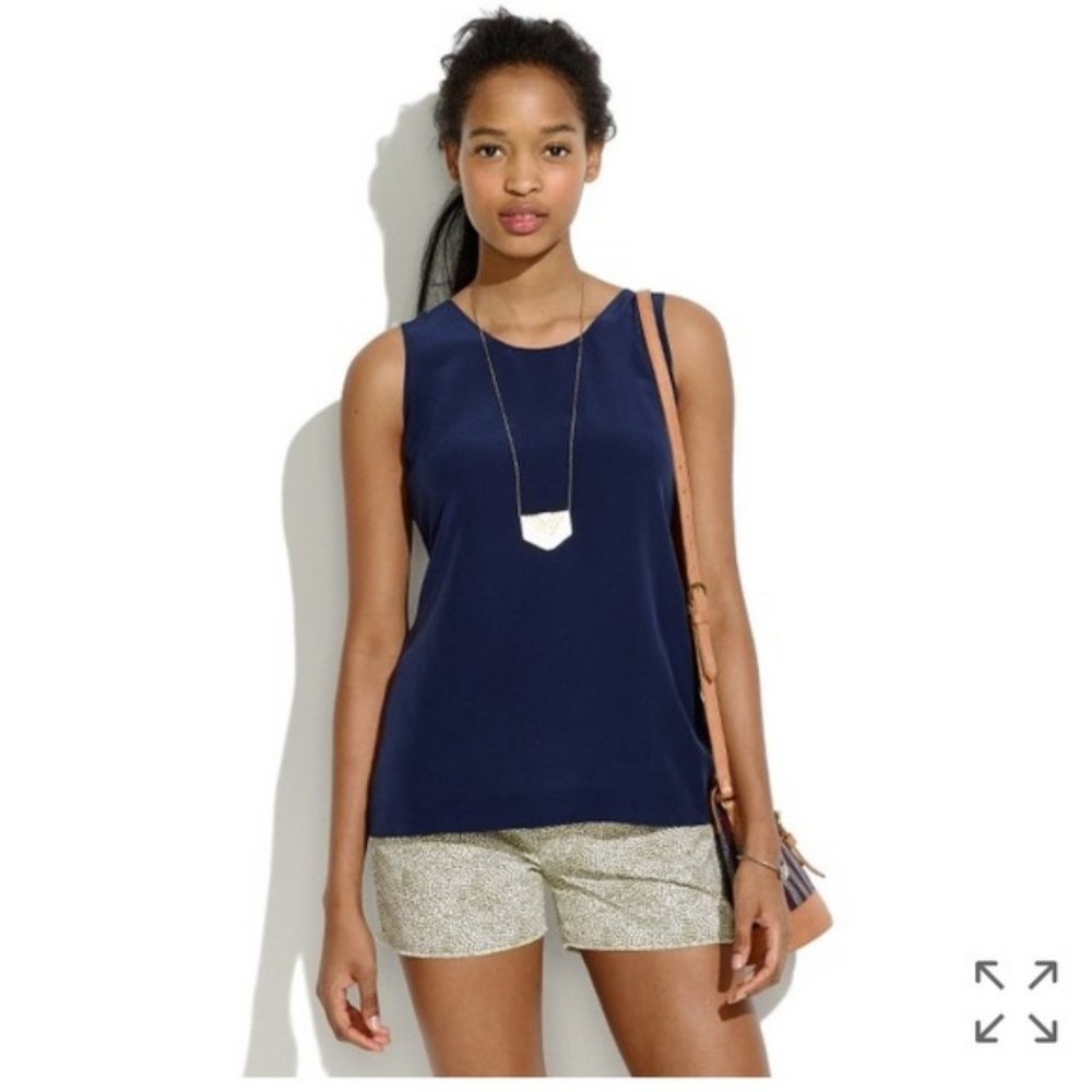 Madewell Bow-Back Silk Blouse - Navy